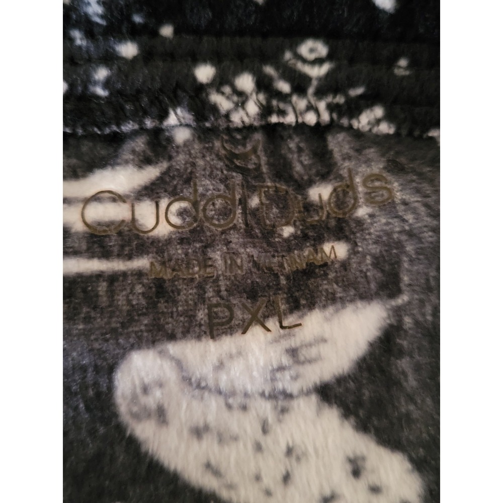 Cuddle Duds Jogger Pajama Lounge Pants Womens Sz PXL Black White‎ Velour Bears - Picture 3 of 8